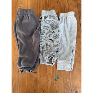 Carters Baby Pants Bundle 6 Months Gray‎ Fleece Fire Truck Print Cotton Joggers